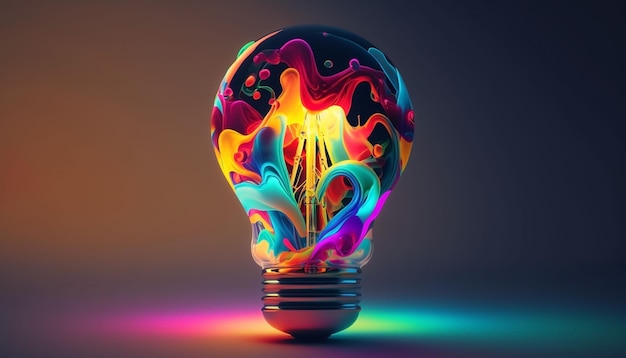 Digital marketing data analysis inside a glowing light bulb generative ai