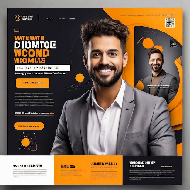 Photo digital marketing expert and corporate social media post web banner template