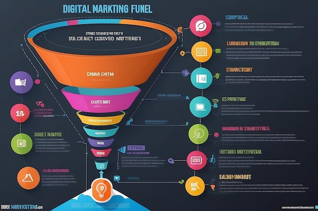 The digital marketing funnel infographic winning new customers with marketing strategies