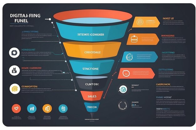 Foto l'infografica dell'imbuto di marketing digitale vince nuovi clienti con strategie di marketing