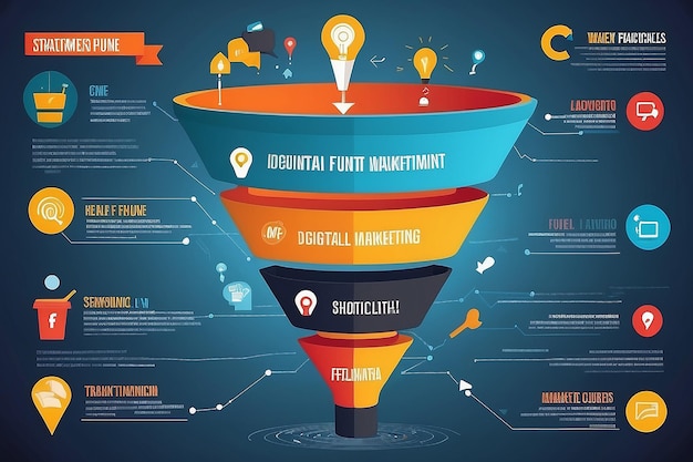 Foto l'infografica dell'imbuto di marketing digitale vince nuovi clienti con strategie di marketing