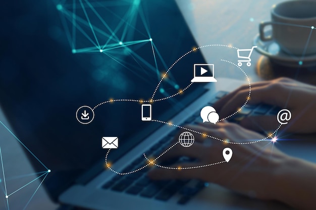 digital marketing link building and online branding background