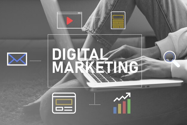 Photo digital marketing link building and online branding background