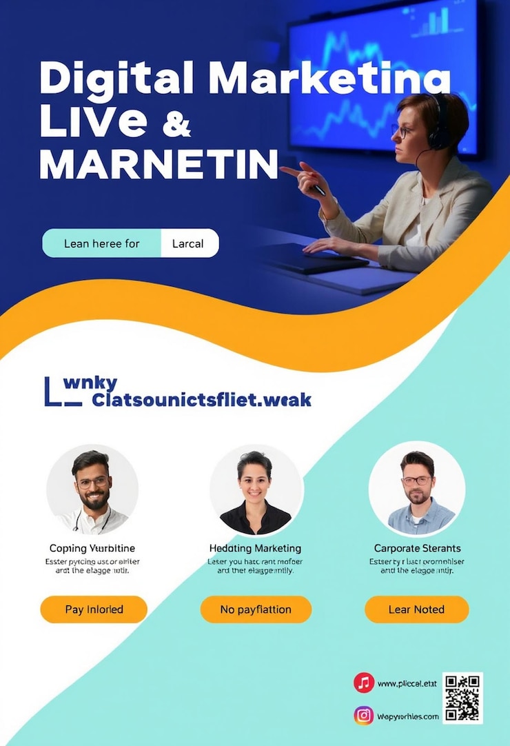 Photo digital marketing live webinar and corporate social media post template