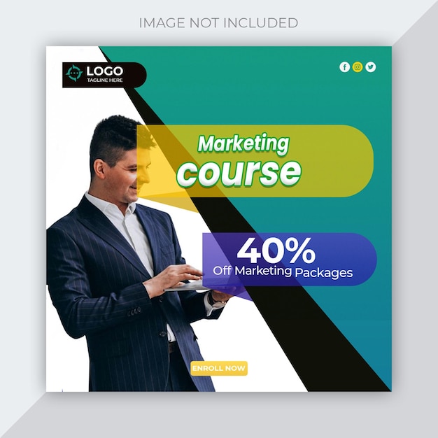 Photo digital marketing live webinar and corporate social media post template