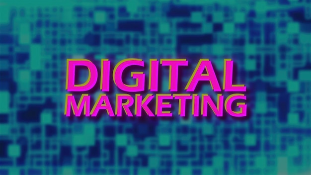 Digital marketing text computer generated d render