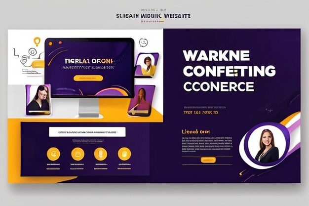 Photo digital marketing webinar and business conference social media post template