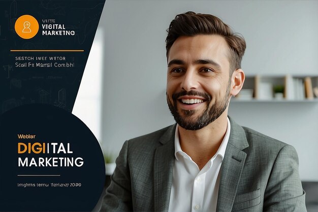 Photo digital marketing webinar social media post template