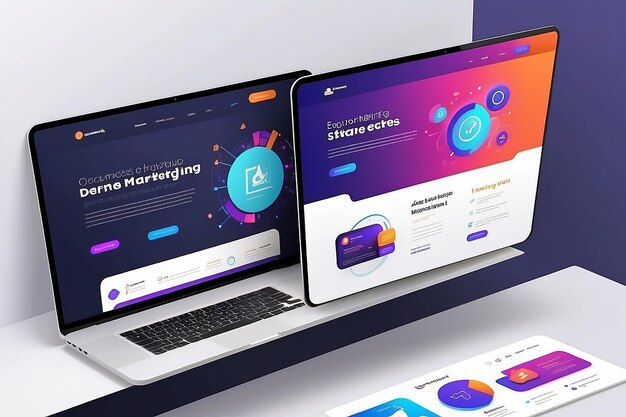 デジタルマーケティングのウェブサイトやインターフェースデザインのテンプレート