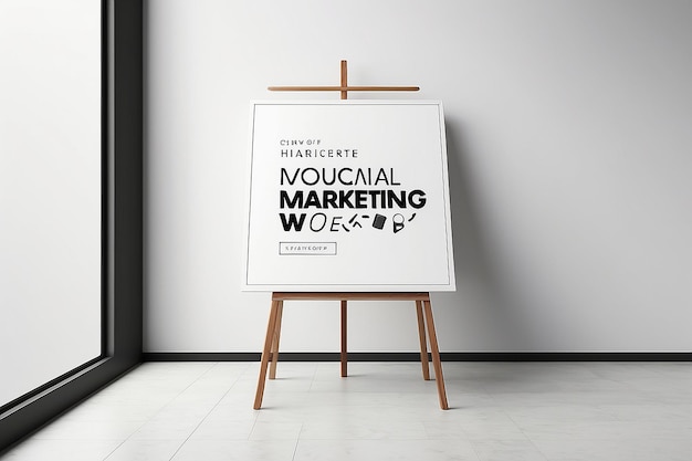 Digital Marketing Workshop Social Media Strategy Signage Mockup met lege witte lege ruimte voor het plaatsen van uw ontwerp