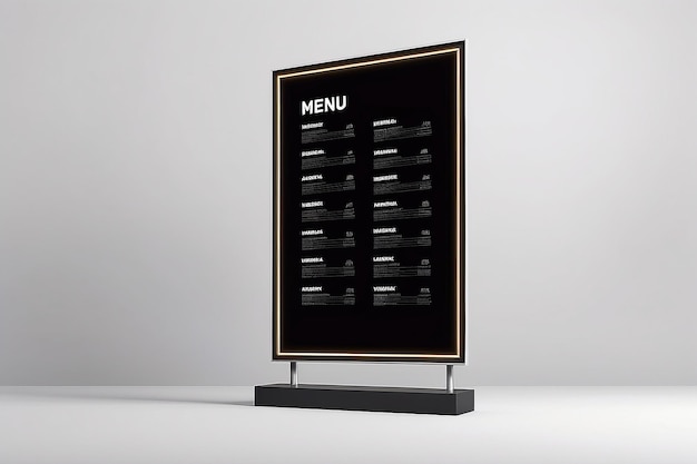 Digital Menu Screen Mockup with blank white empty space for placing your design