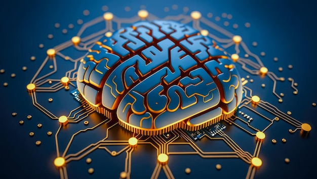 digital mind brain artificial intelligence concept hightech circuit board cpu processor microchip starting artificial intelligence visualization of neural networking