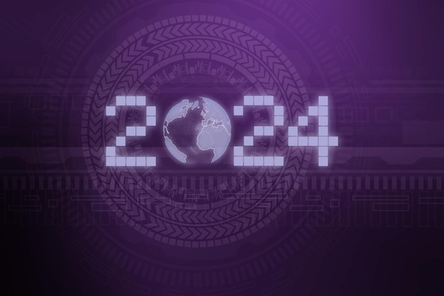 A digital modern technology background and 2024 new year text concept of plan and strategy