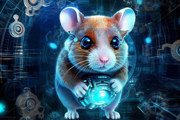 A digital mouse from artificial intelligence represents future technology medical care and big data