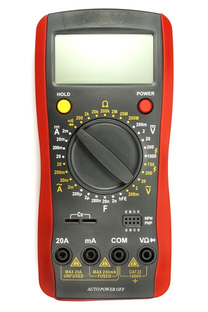 Photo digital multimeter isolated on white