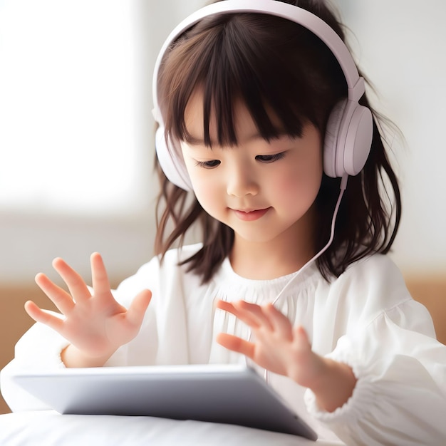Digital native Gen A child using technology New generation