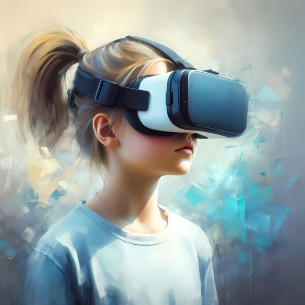 写真 デジタルネイティブ vr ヘッドセット gen a 子供と技術のイラスト