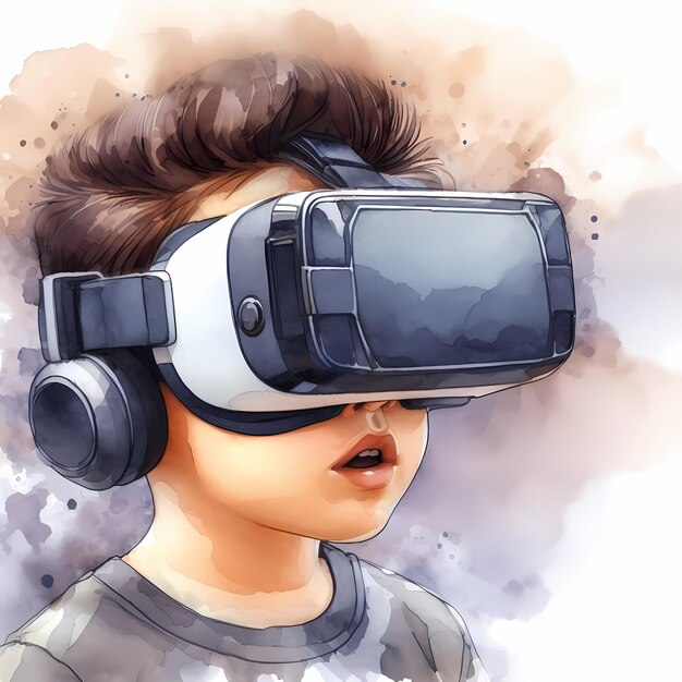 Digital Native Vr Head Set Gen A kind en technologie waterverf