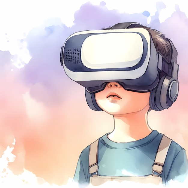 Digital Native Vr Head Set Gen A child and technology illustration