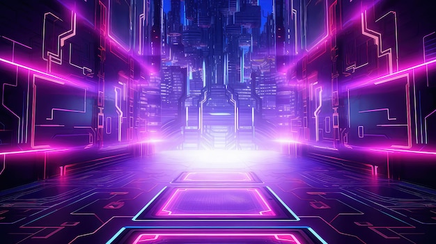 Digital neon futuristic background