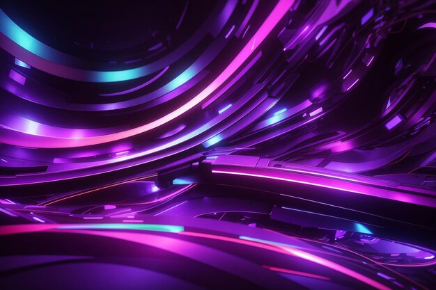 Digital neon glowing background with purple light graphics abstract banner