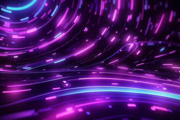 Digital neon glowing background with purple light graphics abstract banner