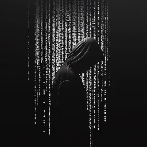 digital network hacker computer technology data privacy binary codes generated by ai
