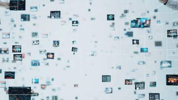 digital network visualization shows networking tech and data analysis with colorful data points aigm