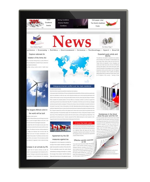 Photo digital news on tablet computer