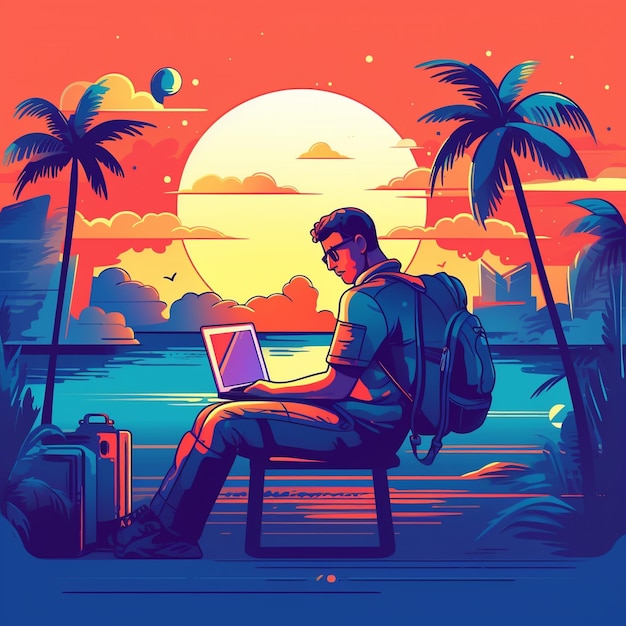 Digital nomad concept vector