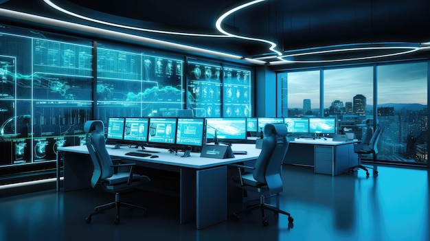 Premium Photo | Digital office remote monitoring operation center