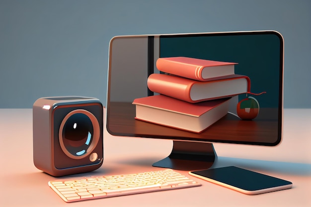 컴퓨터 생성 Ai의 디지털 온라인 교육 3d 렌더링