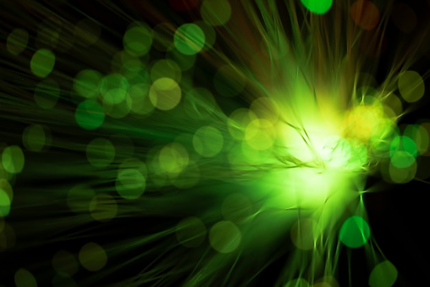 Photo digital optical fibers in light green shades