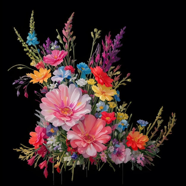 Digital painted elegant flower bouquet