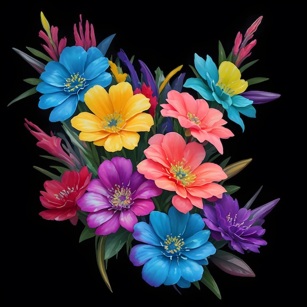 Digital painted flower bouquet illustration