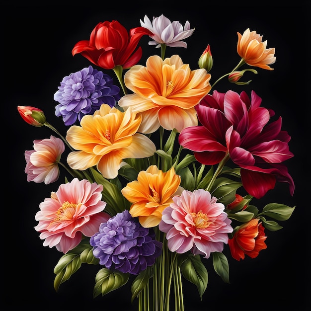 Digital painted flower bouquet