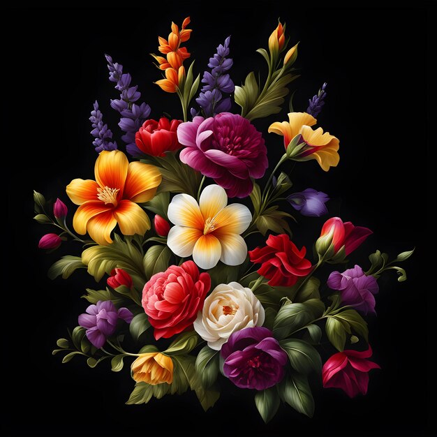 Photo digital painted flower bouquet