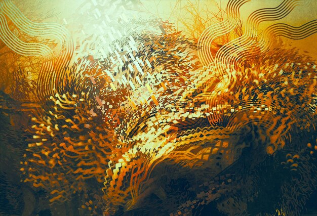 digital painting of abstract orange elements,fantasy aquatic concept