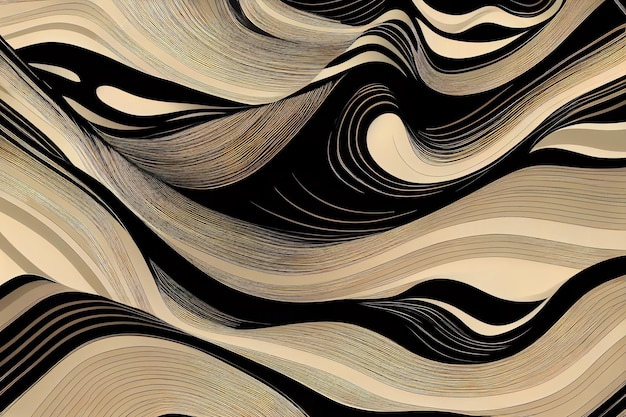 Digital painting - abstract vector wallpaper. exotic striped\
overlapping wavy shapes and line