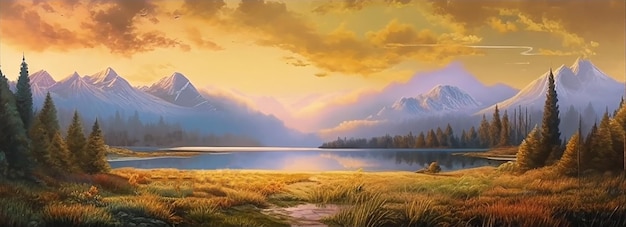 Digital painting backdrop landscape scenery illustration