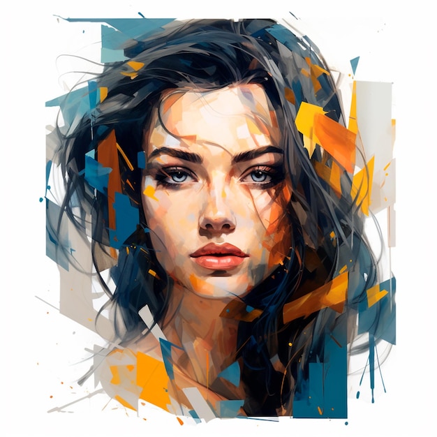 Digital painting beautiful woman portrait concept