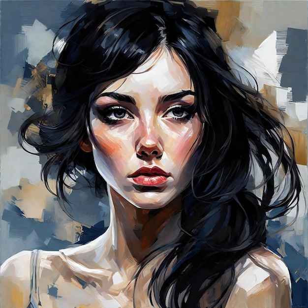 Premium AI Image | Digital painting of a beautiful woman's face with ...