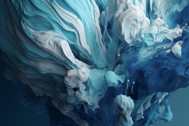 A digital painting of a blue and white liquid with the word cloud on it.