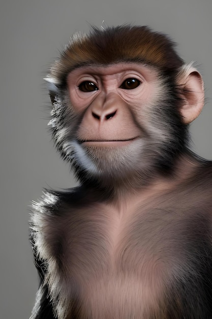 A digital painting of a chimpanzee with a white background.