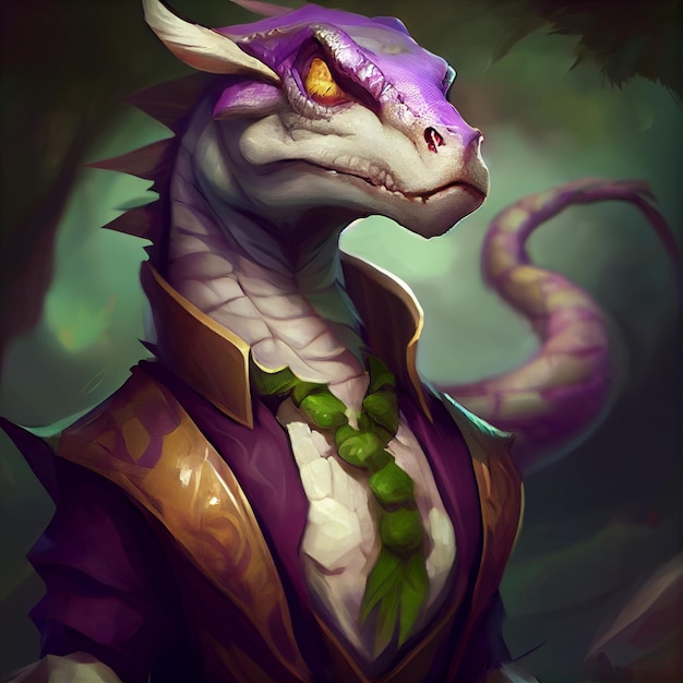 Digital painting of a dragon dressed in a suit generative ai