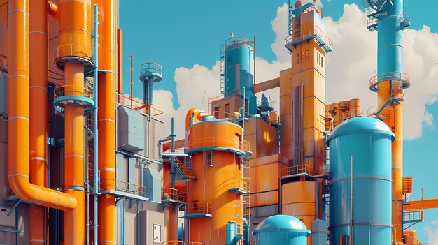 a digital painting of a factory with the number 3 on it