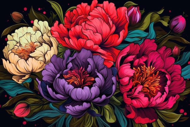 a digital painting of flowers by person.