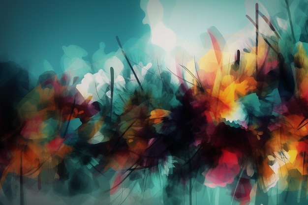 A digital painting of flowers with the words " the word " on the bottom.