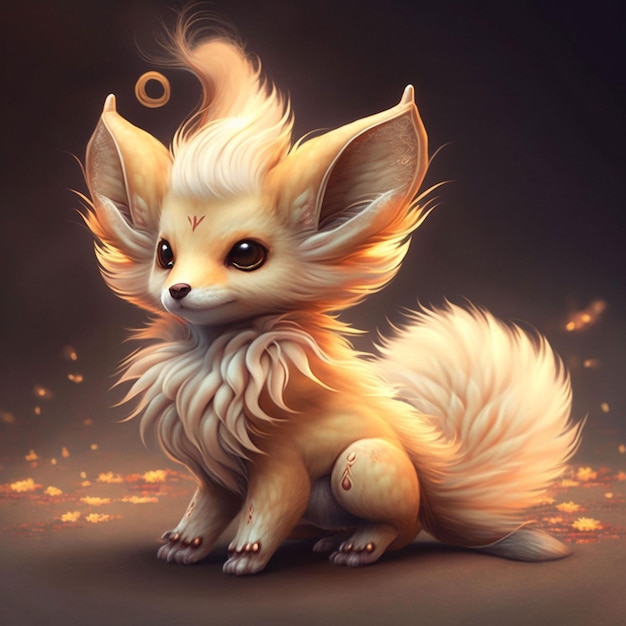 A digital painting of a fox with the word om on it