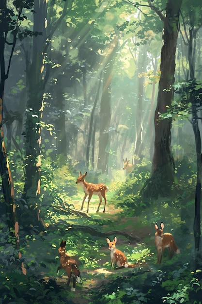 digital painting of a hidden forest glade